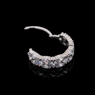 Anastasia hinged ring with princess and marquise CZ gems in titanium, 18g