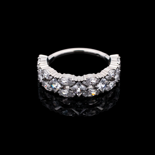Anastasia hinged ring with princess and marquise CZ gems in titanium, 18g
