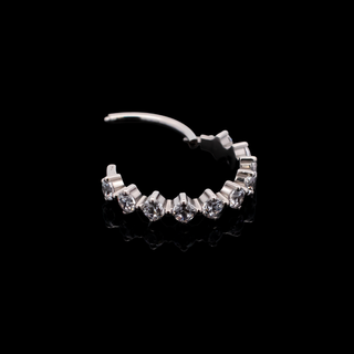 Vittoria hinged ring with CZ gems in titanium, 18g