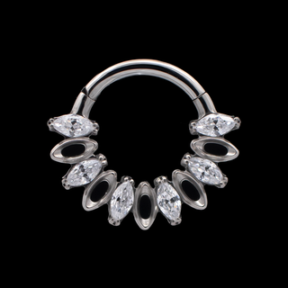 Veil hinged ring with marquise CZ gems in titanium, 16g