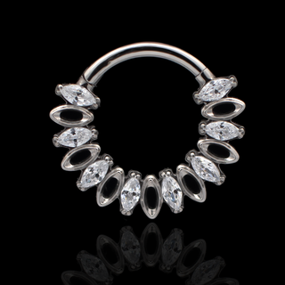 Veil hinged ring with marquise CZ gems in titanium, 16g