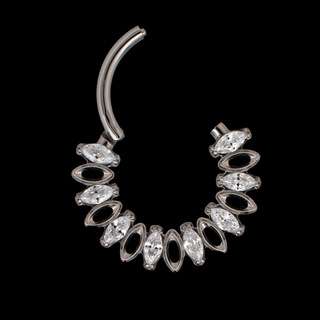 Veil hinged ring with marquise CZ gems in titanium, 16g