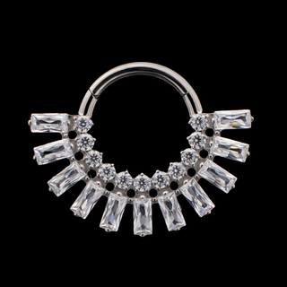 Vanta hinged ring with baguette and round CZ gems in titanium, 16g