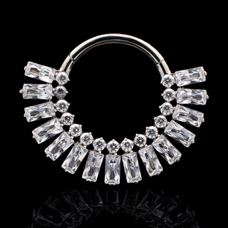 Vanta hinged ring with baguette and round CZ gems in titanium, 16g