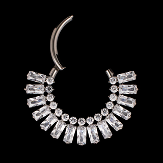 Vanta hinged ring with baguette and round CZ gems in titanium, 16g