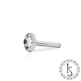 Threadless 18g post with 4mm flat gem back in titanium