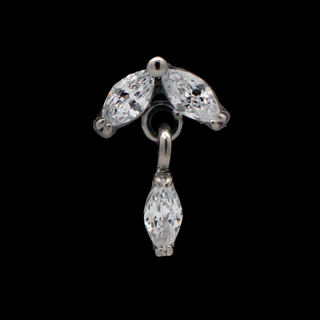 Virelle marquise dangle threadless end with CZ gems in titanium