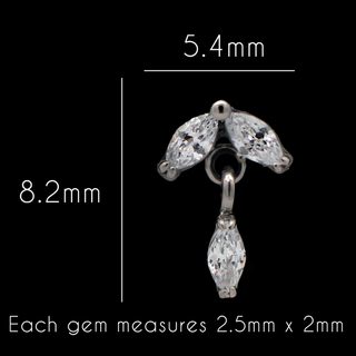 Virelle marquise dangle threadless end with CZ gems in titanium