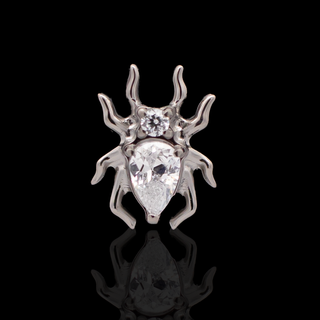 Nightspin spider threadless end with CZ gems in titanium