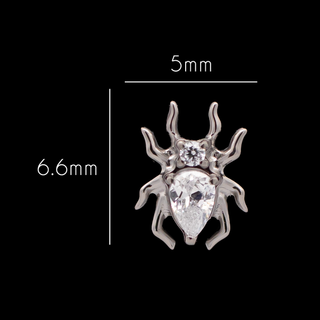 Nightspin spider threadless end with CZ gems in titanium