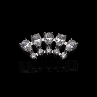 Vice pear fan threadless end with CZ gems in titanium