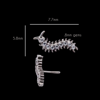 Draven centipede threadless end with CZ gems in titanium