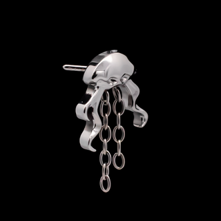 Delphine jellyfish threadless end with chain dangles in titanium