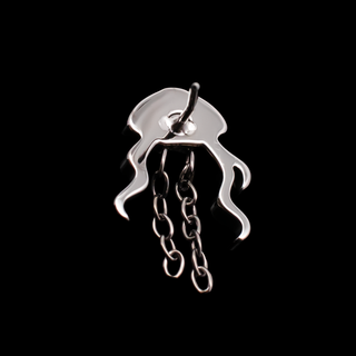 Delphine jellyfish threadless end with chain dangles in titanium