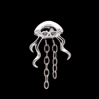 Delphine jellyfish threadless end with chain dangles in titanium