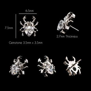 Cassian scarab beetle threadless end with trillion CZ in titanium