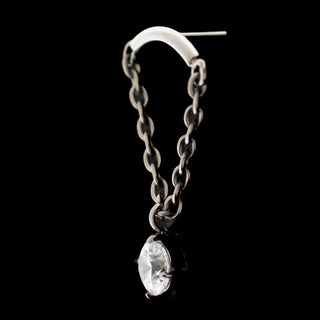 Emma hidden helix threadless end with CZ gem dangle in titanium