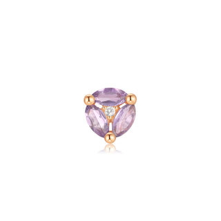 Triple Threat threadless cluster with amethyst gems in rose gold