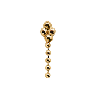Aimé quad bead threadless end with long chain in yellow gold