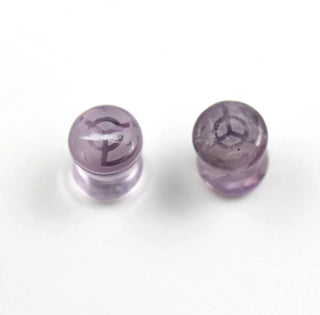 Etched stone plugs in amethyst, 00g (9.5mm)