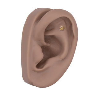 Amulet threadless end with rutilated quartz in rose gold