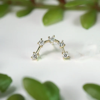 Aquarius threadless end with 5 diamonds in yellow gold