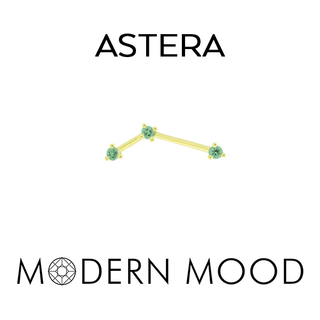 Astera 3 with tsavorite green garnet in yellow gold
