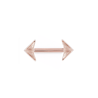 Threadless titanium nipple bar with rose gold delta ends
