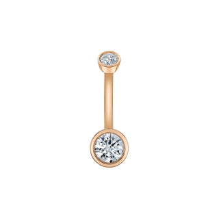 Gold navel curve with CZ gems rose gold, 12g 3/8"