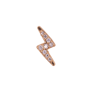 Lightning bolt threadless end in rose gold with CZ gems