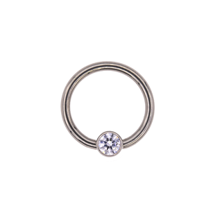 Titanium captive ring with 3mm faceted gem bead, 18g