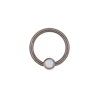 Titanium captive ring with 4mm opal bead, 18g