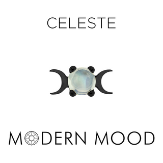 Celeste moon cluster with moonstone in black rhodium gold