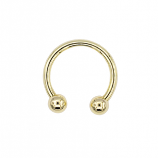 Circular barbell in yellow gold with 1/8" ends, 16g