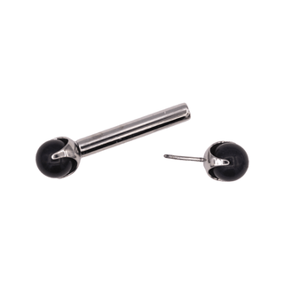 Threadless nipple bar with 3mm claw-set gems, 12g