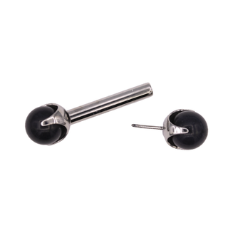 Threadless nipple bar with 4mm claw-set gems, 12g