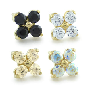 Forte threadless end in yellow gold with 4-2mm gems (4.5 overall)