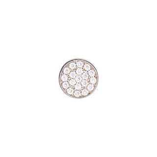 Micro pave disk with CZ gems white gold, 6.5mm, threaded for 14g