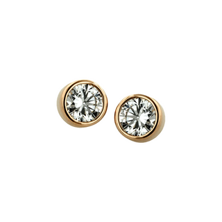 Bezel-set faceted threadless CZ gem end in 18k rose gold, 1.5-3mm sizes