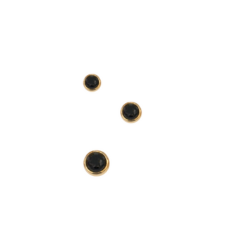 Bezel-set threadless onyx gem end in rose gold, 2-3mm sizes