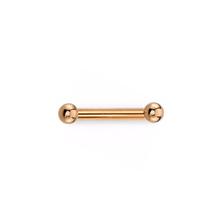Threaded titanium nipple bar with 5/32″ rose gold balls