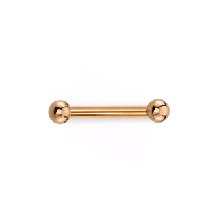 Threaded nipple bar with 3/16″ rose gold balls