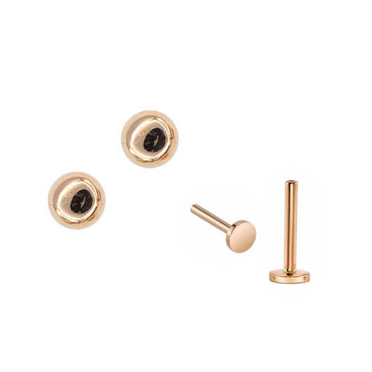 Pair of rose gold dome earrings for new piercings