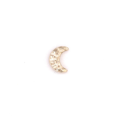 Threadless hammered moon end in white gold, 18g, 4mm