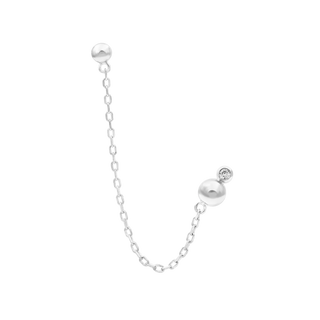 Elora threadless double dome end with CZ accent in white gold,  54mm chain