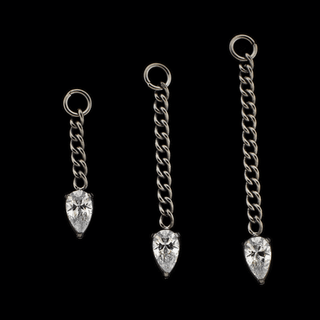 Pear CZ drop charm in titanium