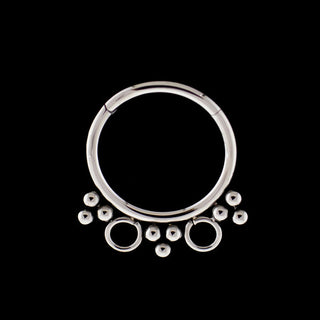 Calie beaded hinged ring in titanium, 16g 5/16"