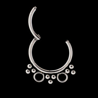 Calie beaded hinged ring in titanium, 16g 5/16"