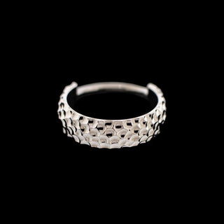 Asimil hammer textured cuff hinged ring in titanium, 18g
