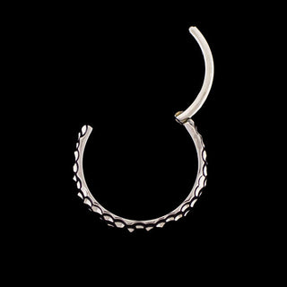 Asimil hammer textured cuff hinged ring in titanium, 18g